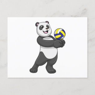 Carte Postale Panda en joueur de volley-ball avec ballon de voll