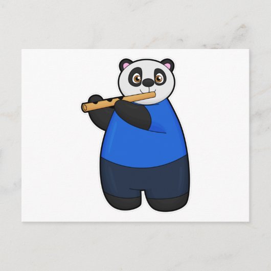 Carte Postale Panda en musicien avec flûte (Devant)