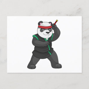 Carte Postale Panda en Ninja en Costume