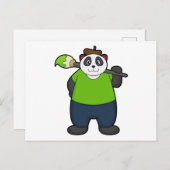 Carte Postale Panda en peintre avec pinceau (Devant / Derrière)