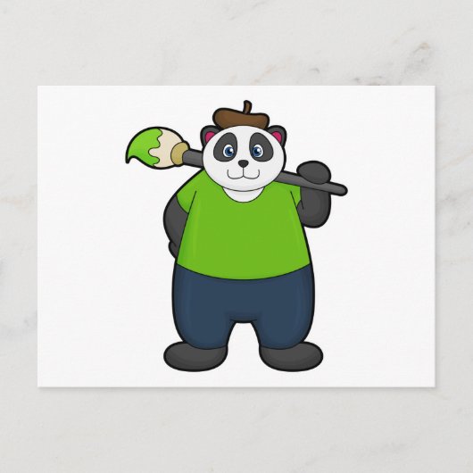 Carte Postale Panda en peintre avec pinceau (Devant)