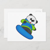 Carte Postale Panda en planchiste avec planche à neige (Devant / Derrière)