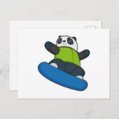 Carte Postale Panda en planchiste avec snowboard (Devant / Derrière)