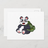 Carte Postale Panda en randonneur avec sac à dos (Devant / Derrière)