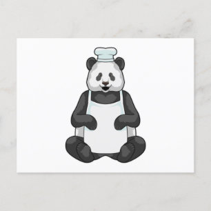 Carte Postale Panda en tant que chef avec chapeau de cuisine