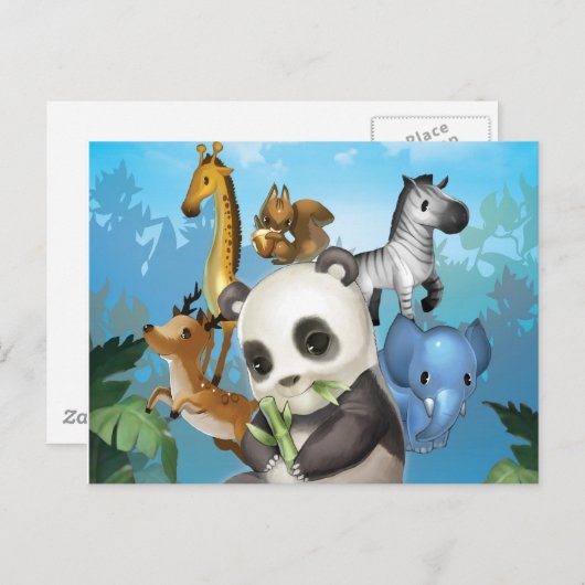 Carte Postale panda et ami (Devant / Derrière)