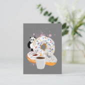 Carte Postale Panda et beignets blancs (Debout devant)
