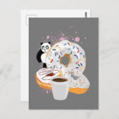 Carte Postale Panda et beignets blancs (Devant / Derrière)