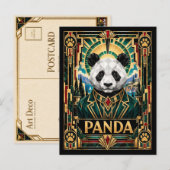 Carte Postale Panda, faune Art déco (Devant / Derrière)