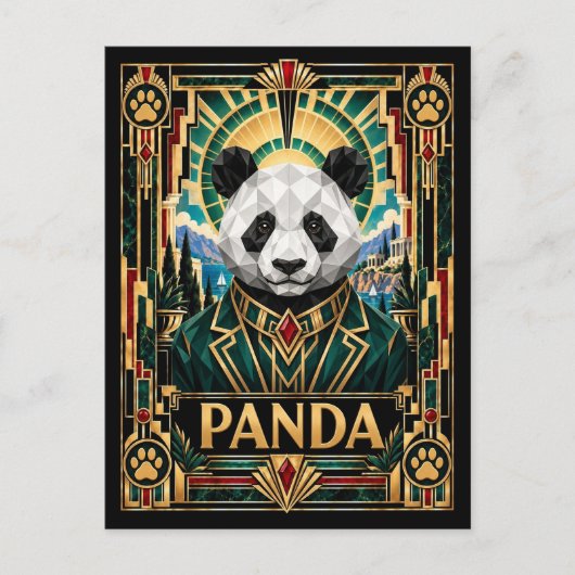 Carte Postale Panda, faune Art déco (Devant)