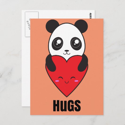 Carte Postale Panda Hugs (Devant / Derrière)