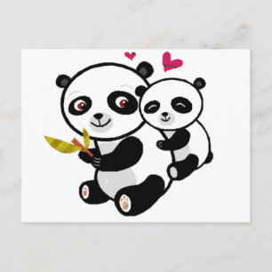Carte Postale Panda Love <3