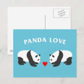 Carte Postale Panda Love (Bleu) (Devant / Derrière)