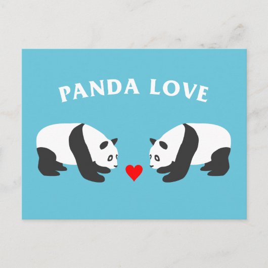 Carte Postale Panda Love (Bleu) (Devant)