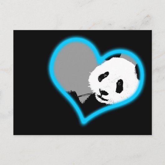 Carte Postale panda love. néon light. (Devant)