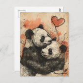 Carte Postale Panda Love Saint Valentin (Devant / Derrière)