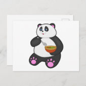 Carte Postale Panda mangeant avec cuillère et bol (Devant / Derrière)