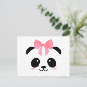 Carte Postale Panda mignon avec ruban rose (Debout devant)
