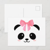 Carte Postale Panda mignon avec ruban rose (Devant / Derrière)