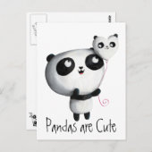 Carte Postale Panda mignonne avec ballon (Devant / Derrière)