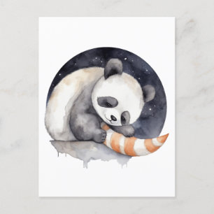 Carte Postale Panda mignonne et endormi
