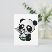 Carte Postale Panda mignonne mangeant du riz du bol avec des bag (Debout devant)