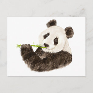 Carte Postale Panda mignonne, Ours asiatique, Aquarelle