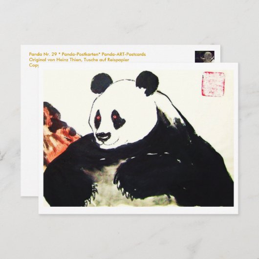 Carte Postale Panda Nr.29 * Panda-Postkarte * Panda-Art-Postcard (Devant / Derrière)
