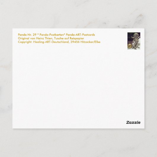 Carte Postale Panda Nr.29 * Panda-Postkarte * Panda-Art-Postcard (Dos)