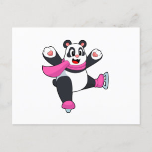 Carte Postale Panda Patinage sur glace Patins sur glace