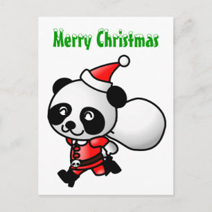 Carte postale Panda Père Noël