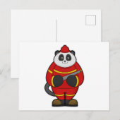 Carte Postale Panda pompier avec tuyau d'arrosage (Devant / Derrière)