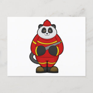 Carte Postale Panda pompier avec tuyau d'incendie