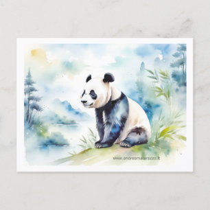 Carte Postale Panda porte bonne chance