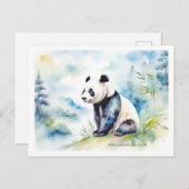 Carte Postale Panda porte bonne chance (Devant / Derrière)