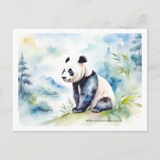 Carte Postale Panda porte bonne chance (Devant)