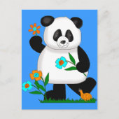 Carte Postale Panda pour bébé avec fleurs 2 (Devant)