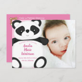 Carte Postale Panda rose ours bébé Faire-part de naissance (Devant / Derrière)