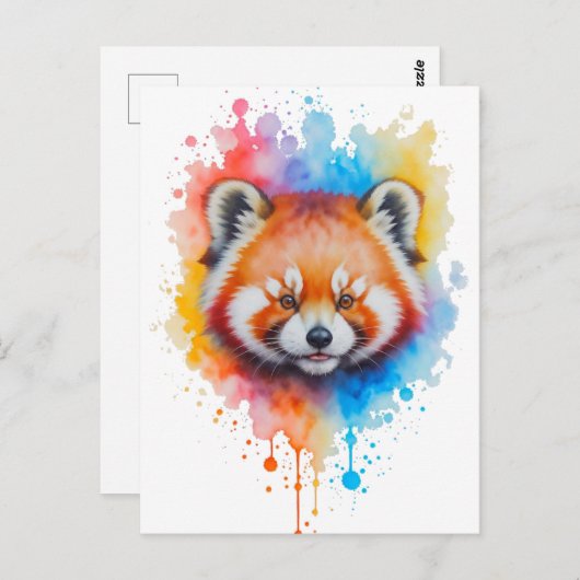 Carte Postale Panda rouge (Devant / Derrière)
