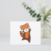 Carte Postale Panda Rouge Cute Animaux Pour Enfants Kawaii (Debout devant)