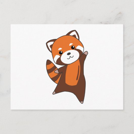 Carte Postale Panda Rouge Cute Animaux Pour Enfants Kawaii (Devant)