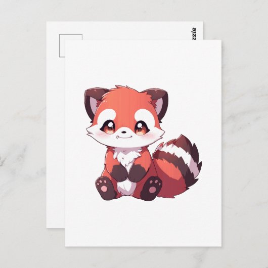 Carte Postale panda rouge mignon (Devant / Derrière)