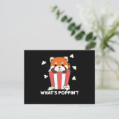 Carte Postale Panda Rouge Popcorn Whats Poppin Funny (Debout devant)