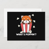 Carte Postale Panda Rouge Popcorn Whats Poppin Funny (Devant / Derrière)