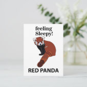Carte Postale Panda Rouge Sentant Sleepy Drôle Panda Rouge (Debout devant)