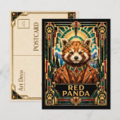 Carte Postale Panda roux, faune Art déco (Devant / Derrière)
