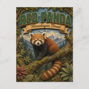 Carte Postale Panda roux forêt himalayenne POPCUT