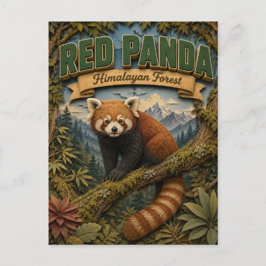 Carte Postale Panda roux forêt himalayenne POPCUT (Devant)