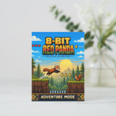 Carte Postale Panda roux, Rétro Pixel Art 8-Bit (Debout devant)