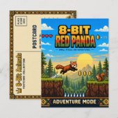 Carte Postale Panda roux, Rétro Pixel Art 8-Bit (Devant / Derrière)